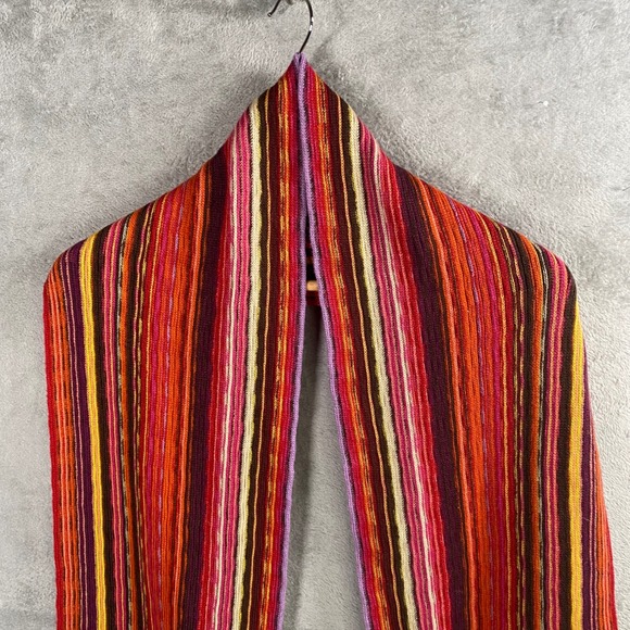 J. Jill Scarf Fringe Rainbow Striped Knit Outerwear Boho Chic Cozy Warm Winter - Picture 3 of 7